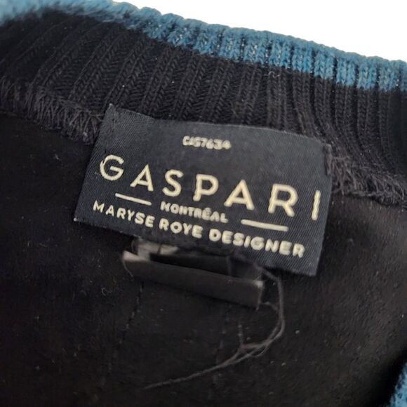 Dino Gaspari Black Ribbed Knit Dress with Collar Medium Faux Leather Pocket - Picture 8 of 15